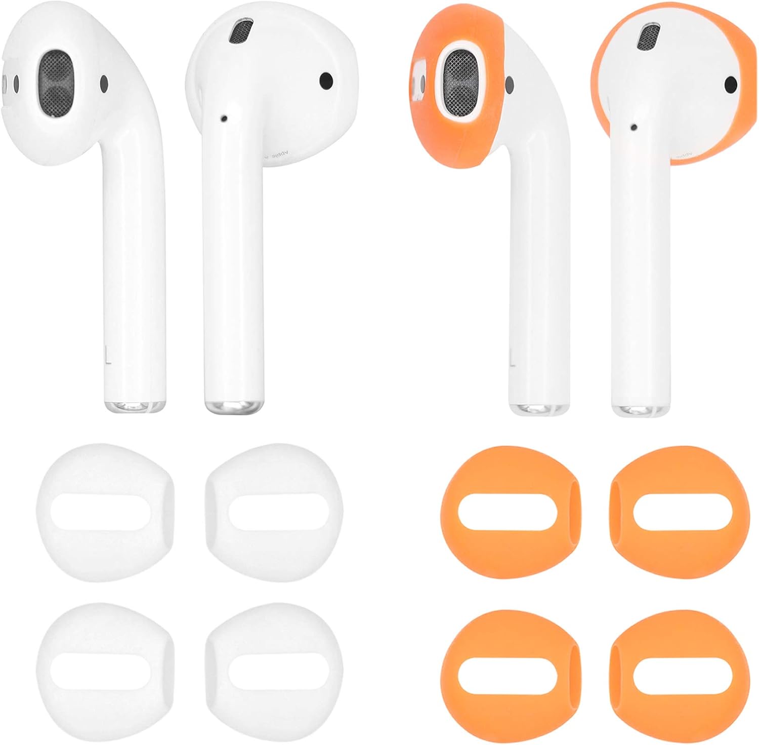 (Ajuste en el estuche) 4 pares de auriculares de silicona de goma superfinos de repuesto y cubre la piel para Apple AirPods o auriculares EarPods (2