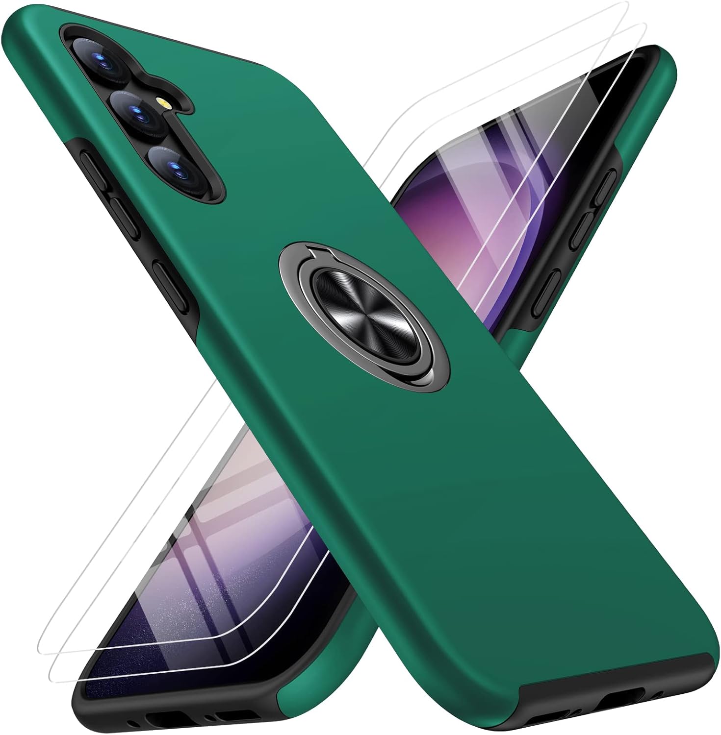 JAME Funda para Samsung Galaxy A54 5G, Samsung A54 5G con protector de pantalla, funda delgada y suave para A54 5G con soporte de anillo, funda de