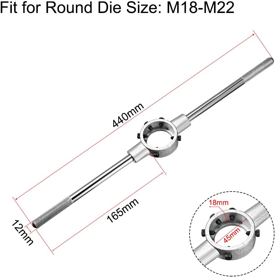 uxcell Llave de mango redondo de 1.772 in, para troquel redondo métrico M18-M221.339 in-1.772 in, con mango moleteado