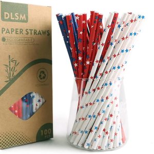 DLSM – Paquete de 200100400 pajitas de papel biodegradables extra duraderas de primera calidad ecológicas con bandera estadounidense para batidos, DLSM – Paquete de 200100400 pajitas de papel biodegradables extra duraderas de primera calidad ecológicas con bandera estadounidense para batidos,