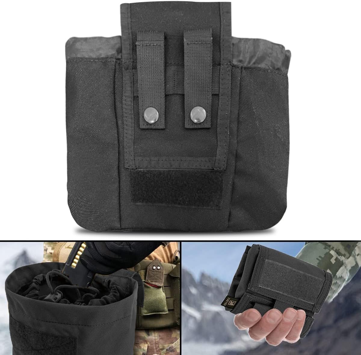 Molle – Bolsa de basura táctica enrollable con cordón, ligera, duradera, plegable, para caza, bolsa para revistas de munición