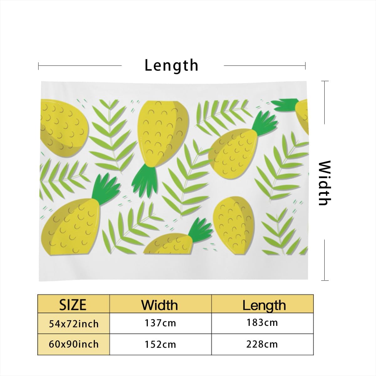 Mantel rectangular de 60 x 90 pulgadas con diseño de piña y frutas de verano, lavable para fiestas al aire libre, picnic, cocina y cena de vacaciones
