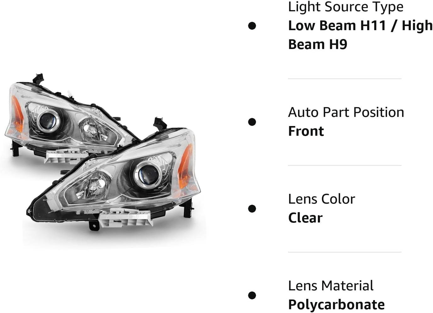 ACANII – Faros delanteros delanteros para Nissan Altima Sedan 2013 2014 2015 13-15 conductor + lado del pasajero