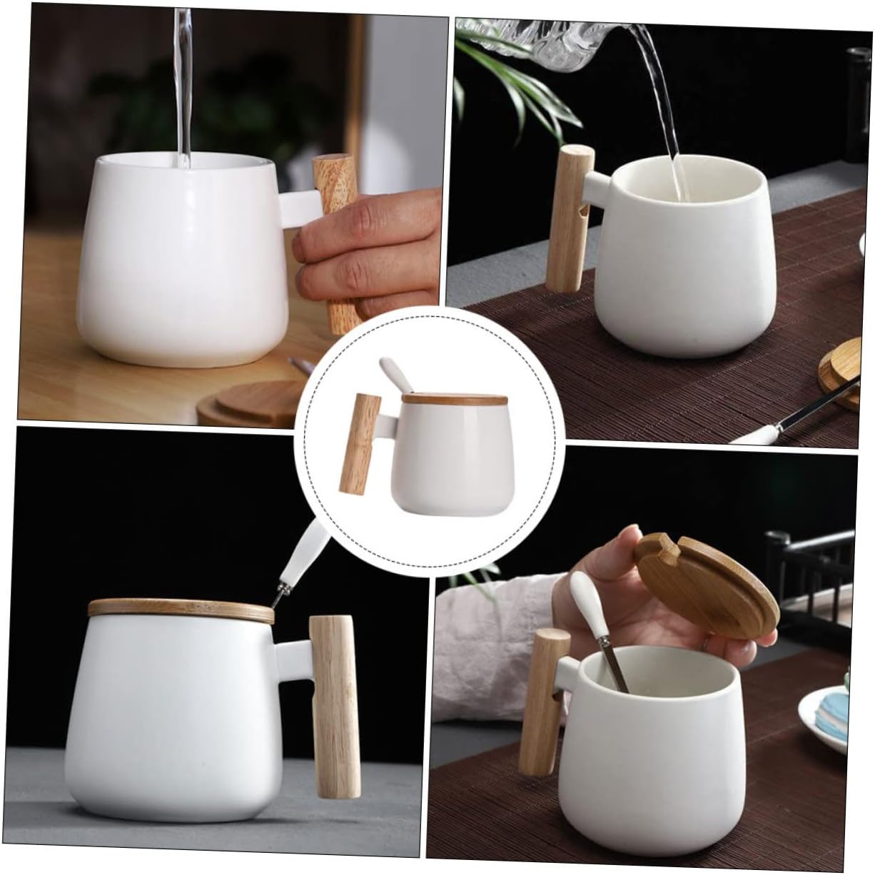 Abaodam 2 juegos de taza de leche con tapa, taza de cerámica para beber, taza de café expresso, tazas de té, tazas de té de la tarde, tazas de té