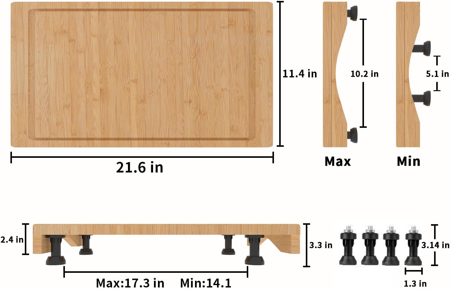 Tabla de cortar para fregadero de cocina, 21.6 pulgadas de largo x 11.41 pulgadas de ancho, tabla de cortar elevada con patas, superficie de trabajo