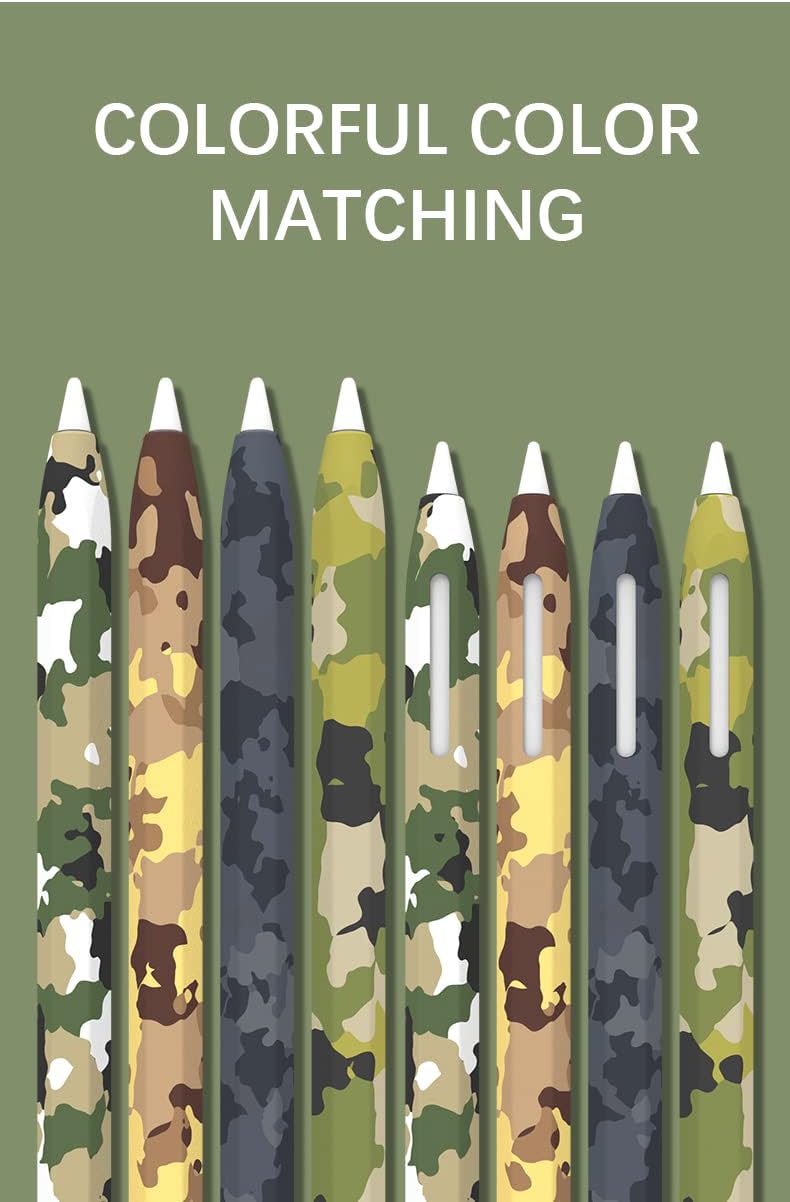 LOVE MEI Paquete de 2 fundas de silicona militar para Apple Pencil de 2 generación, accesorios compatibles con iPad Pro 11 de 12.9 pulgadas, funda
