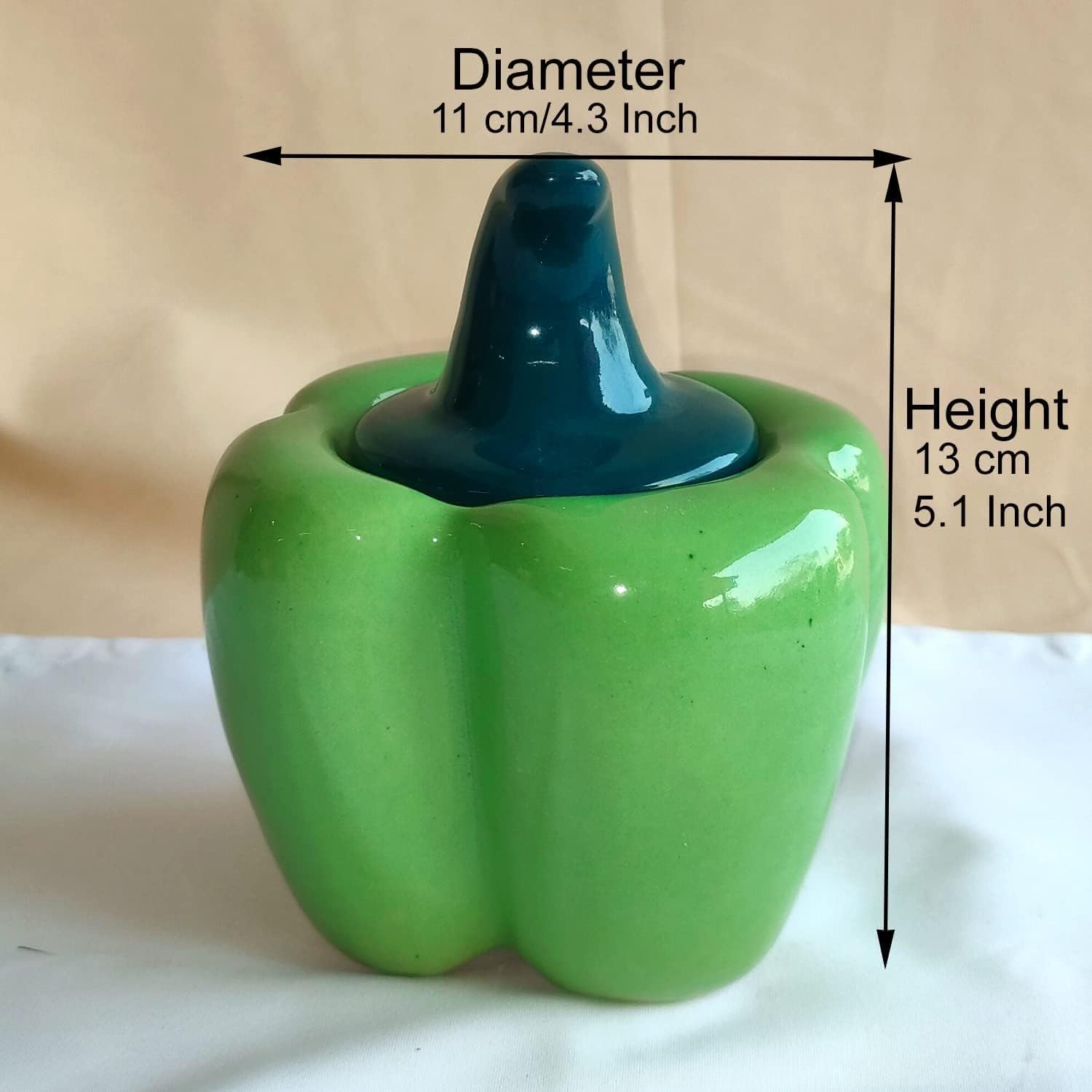 Tarro de cerámica para pepinillos decorativos de Capsicum  Tarro de almacenamiento de alimentos  Aachar multiusos, tarro de masala para cocina y
