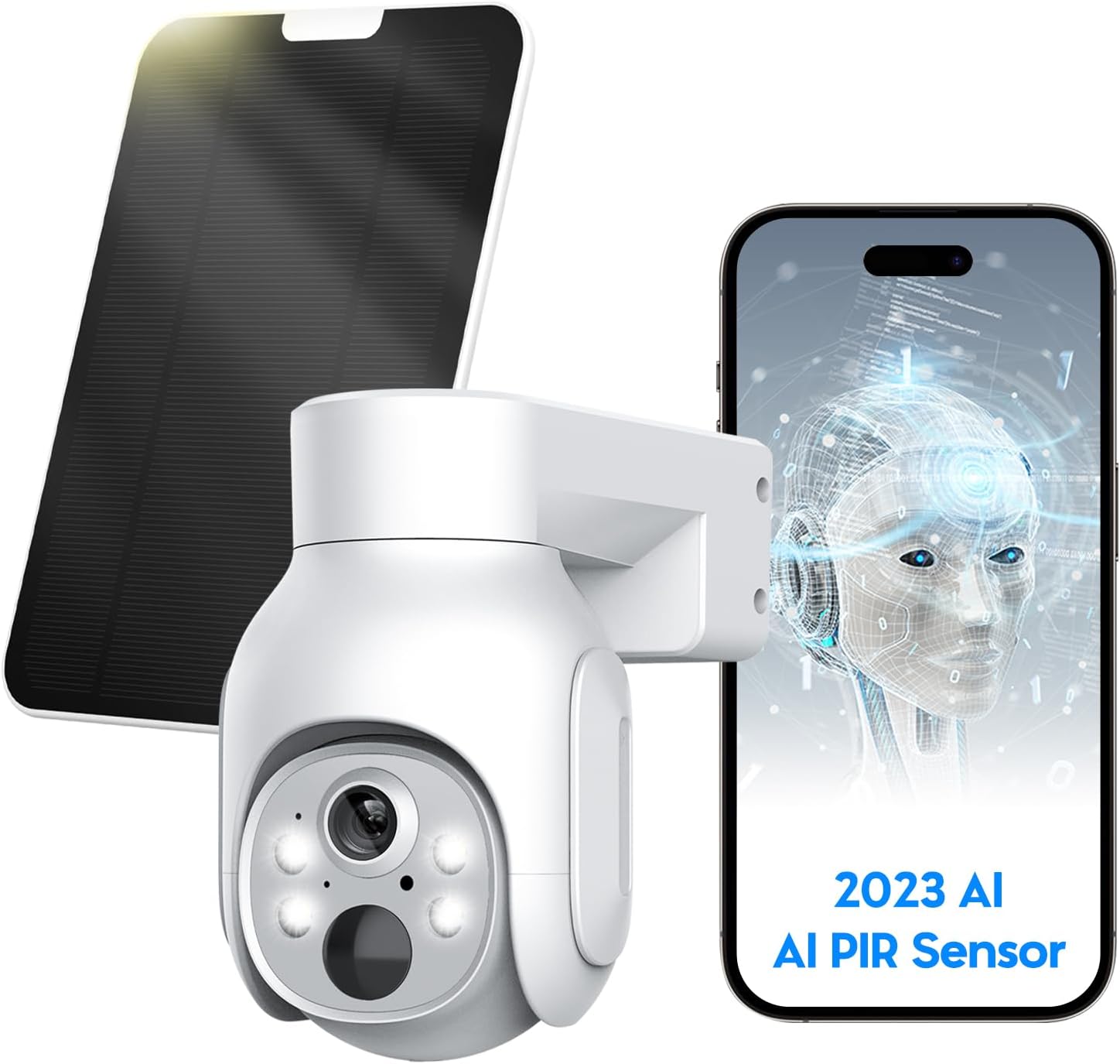 Cámaras de seguridad inalámbricas para exteriores con foco Ultra HD, visión nocturna a color, cámara solar de 4 MP para exteriores con zoom digital