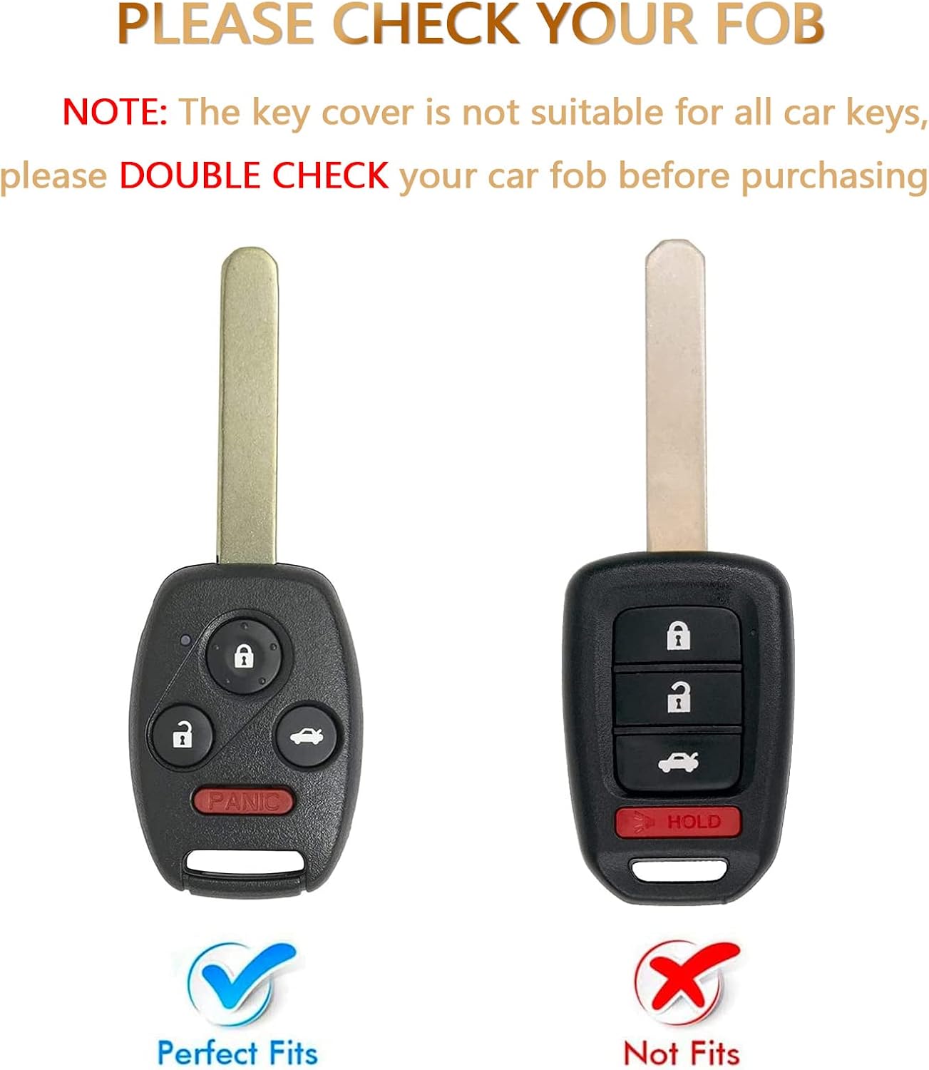 OFFCURVE Funda para llavero con llavero para Honda, funda protectora completa para llave de auto para Honda Accord Accord Crosstour CR-V Civic