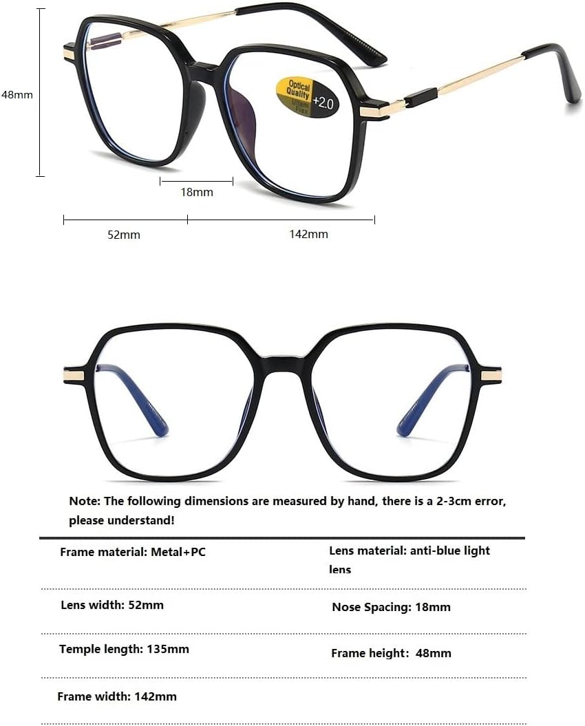 4 Pack oversized Reading Glasses Blue Light Blocking for Women Men Computer Readers Fashion Eyeglasses