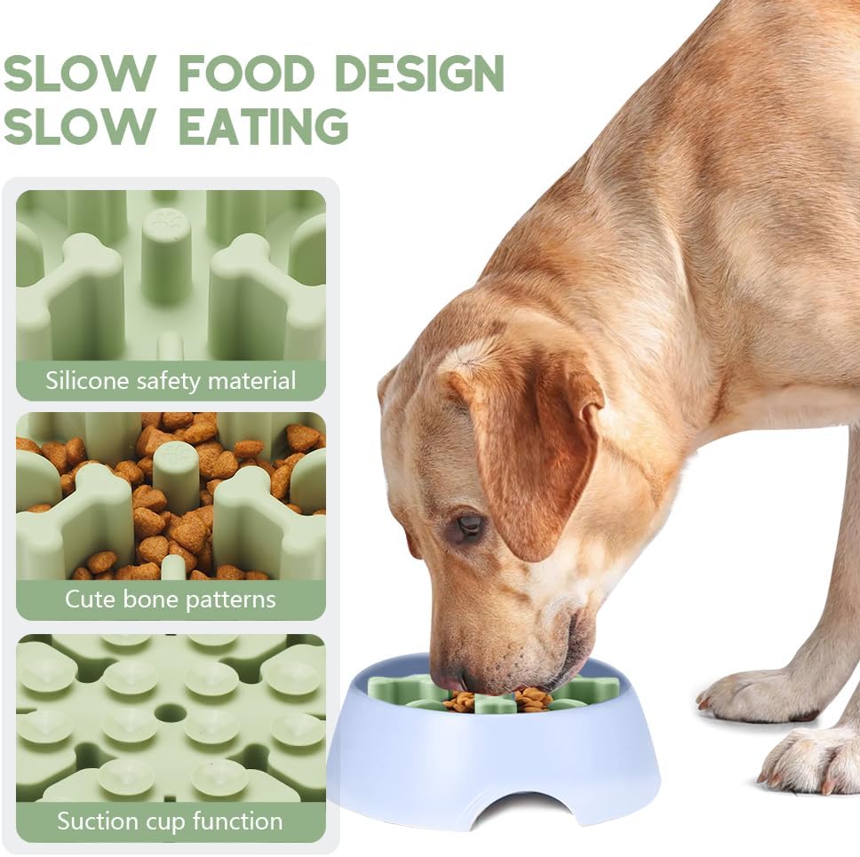 Animire – Cuencos para perros de alimentación lenta, rompecabezas antiasfixia de silicona suave, alimentador lento, antideslizante para comer