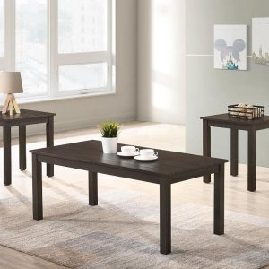 Juego de 3 mesas auxiliares para sala de estar, diseño tradicional de madera de tono marrón, incluye mesa auxiliar y 2 mesas auxiliares Juego de 3 mesas auxiliares para sala de estar, diseño tradicional de madera de tono marrón, incluye mesa auxiliar y 2 mesas auxiliares