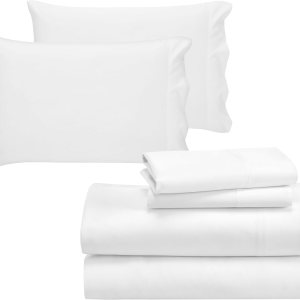 California Design Den Sábanas de satén de 600 hilos, tamaño King, color blanco puro, juego de ropa de cama suave de 6 piezas, 100% algodón puro de California Design Den Sábanas de satén de 600 hilos, tamaño King, color blanco puro, juego de ropa de cama suave de 6 piezas, 100% algodón puro de
