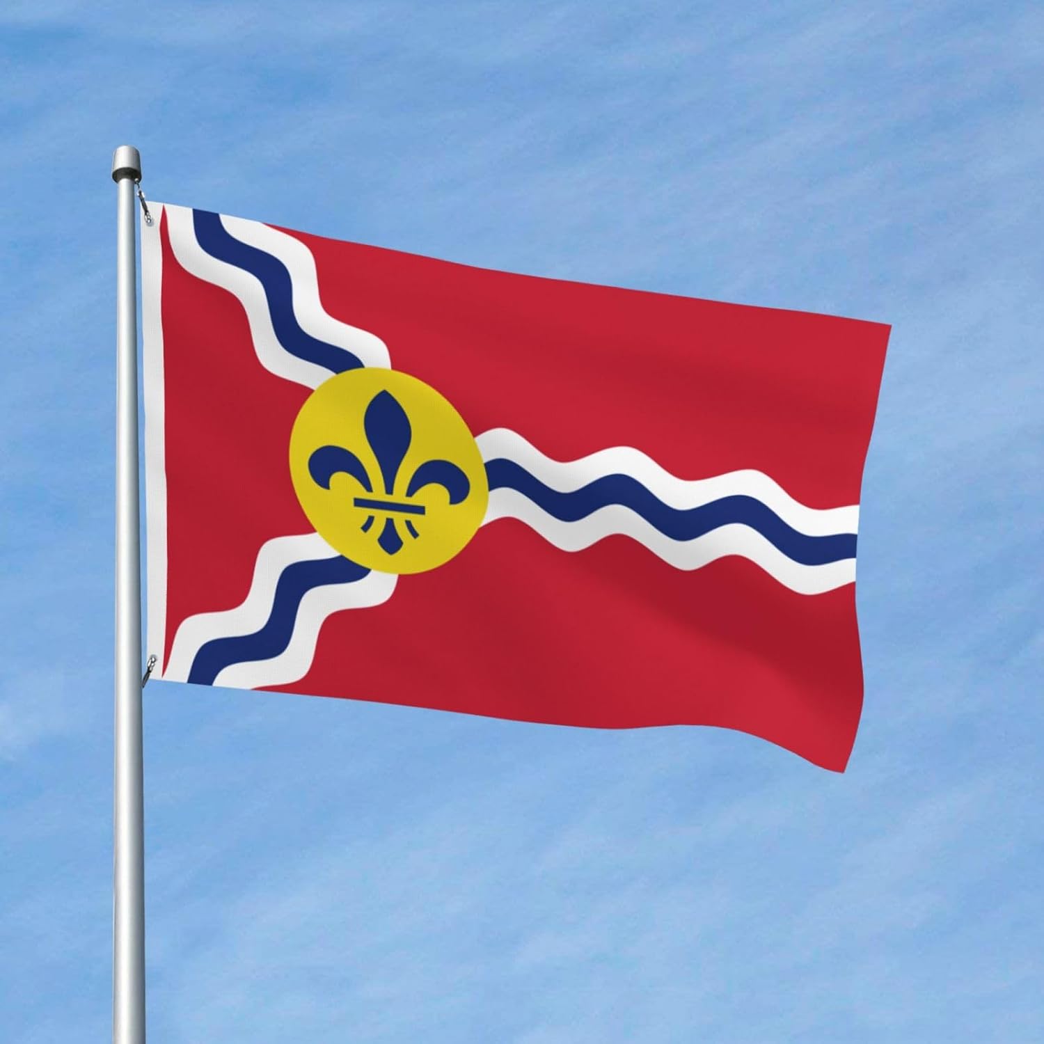 Bandera de doble cara de San Luis, bandera de Missouri de 3 x 5 pies, banderas para exteriores, banderas decorativas duraderas para interiores y