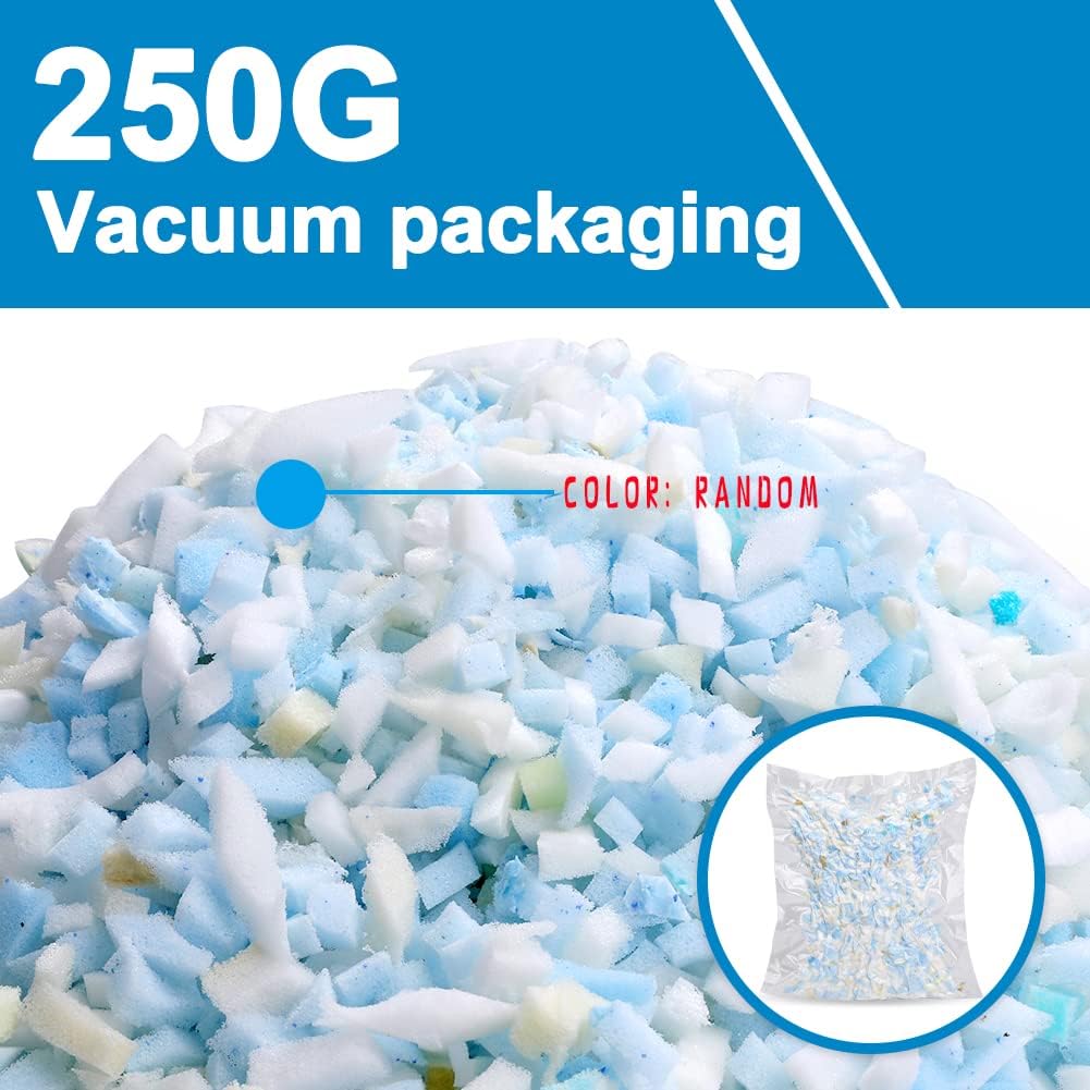 Jmuiiu Relleno de espuma viscoelástica triturada de 8.82 oz8.81 onzas para almohadas, puf, muñecas, sofás, animales de peluche de Navidad,