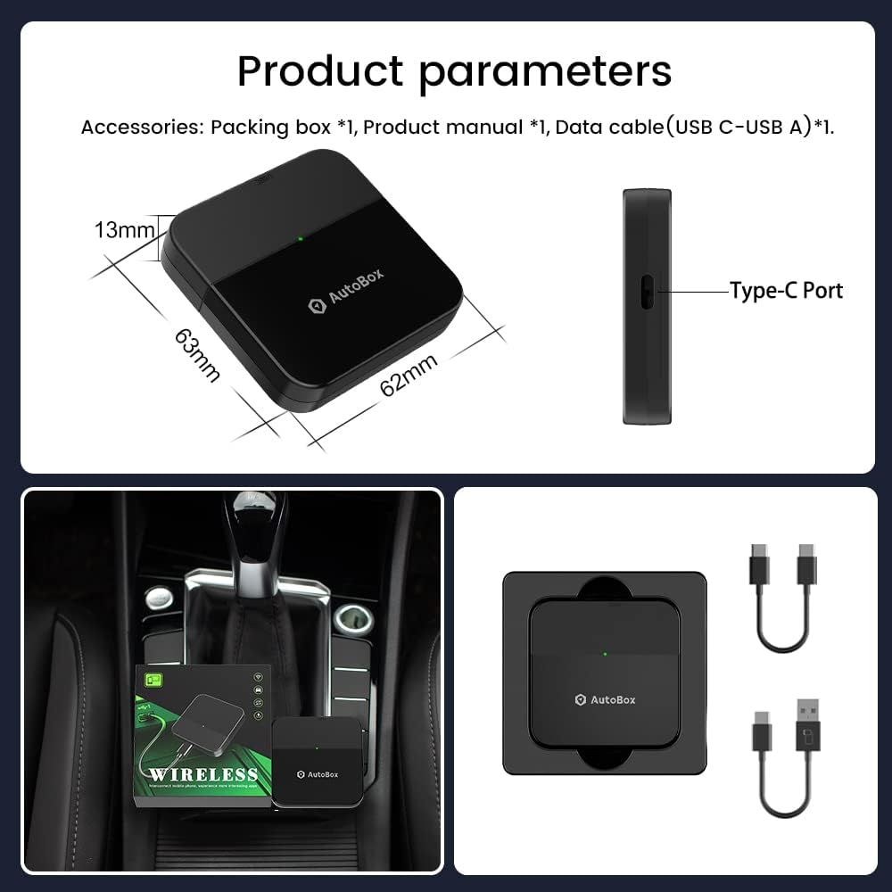 Adaptador inalámbrico Apple CarPlay, velocidad más rápida, conexión automática, Plug & Play, configuración súper fácil, para coches CarPlay con