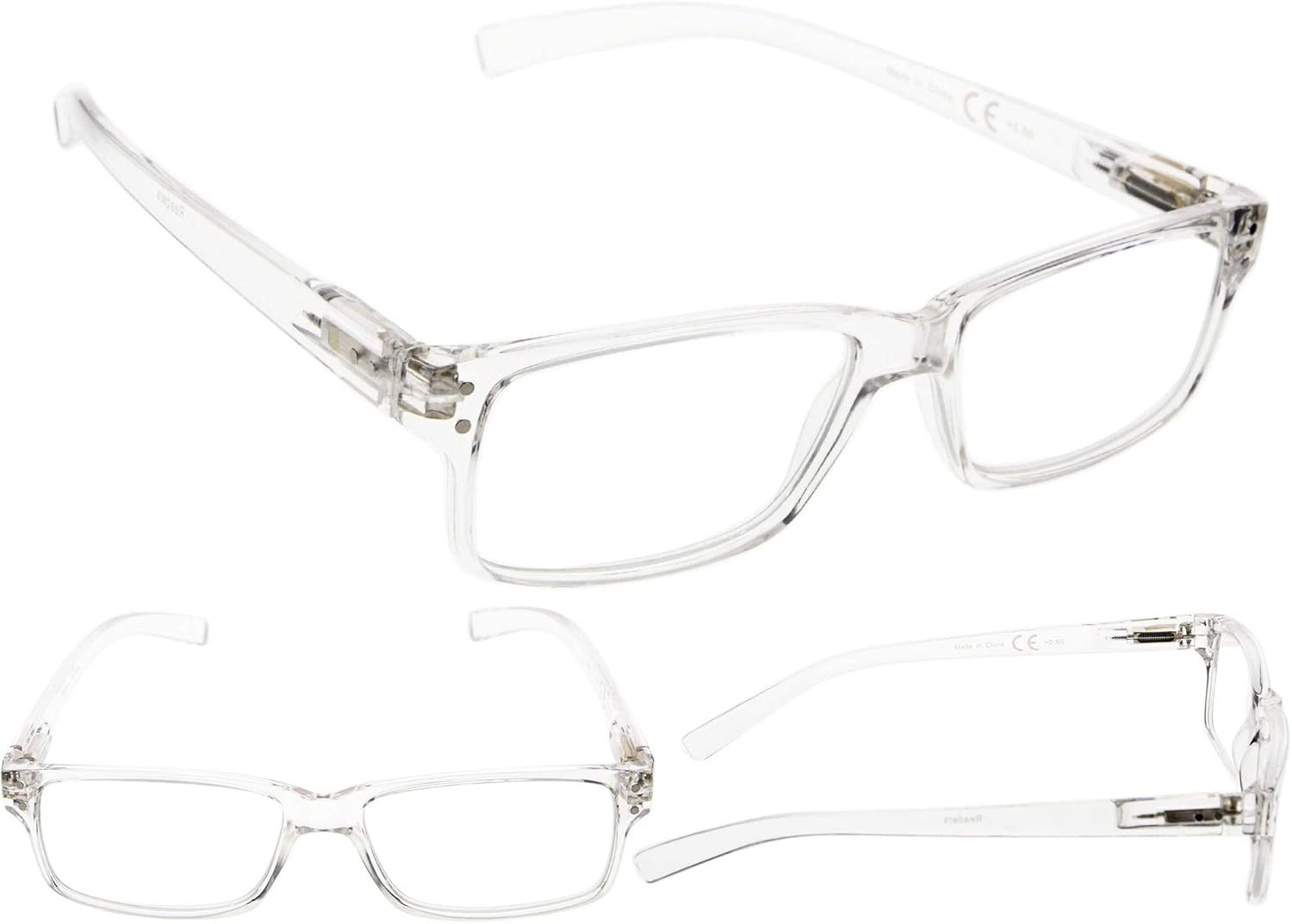 Gr8Sight Paquete de 6 lentes de lectura con bisagras de resorte para hombre y mujer, profesionales transparentes