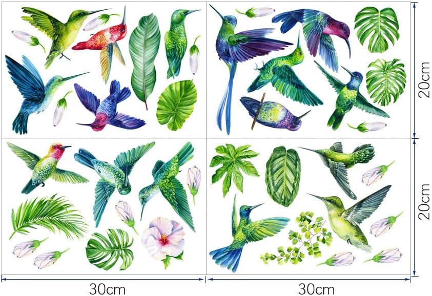 Calcomanías de flores de pájaro que brillan en la oscuridad, calcomanías de pared de naturaleza para niños y adultos, arte de pared botánico de