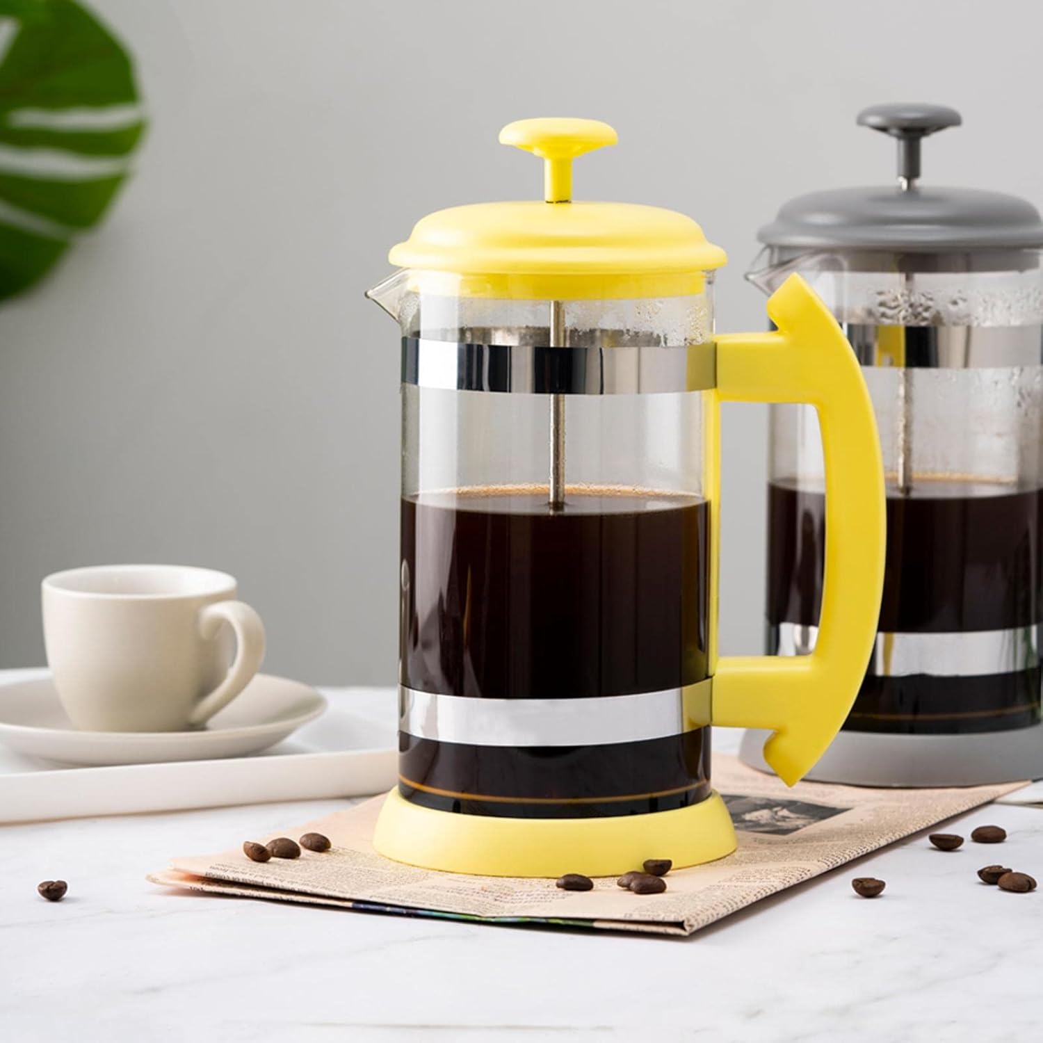 Cafetera de prensa francesa de 34 onzas, prensa de café de acero inoxidable, cafetera de vidrio de borosilicato resistente para acampar y viajes,