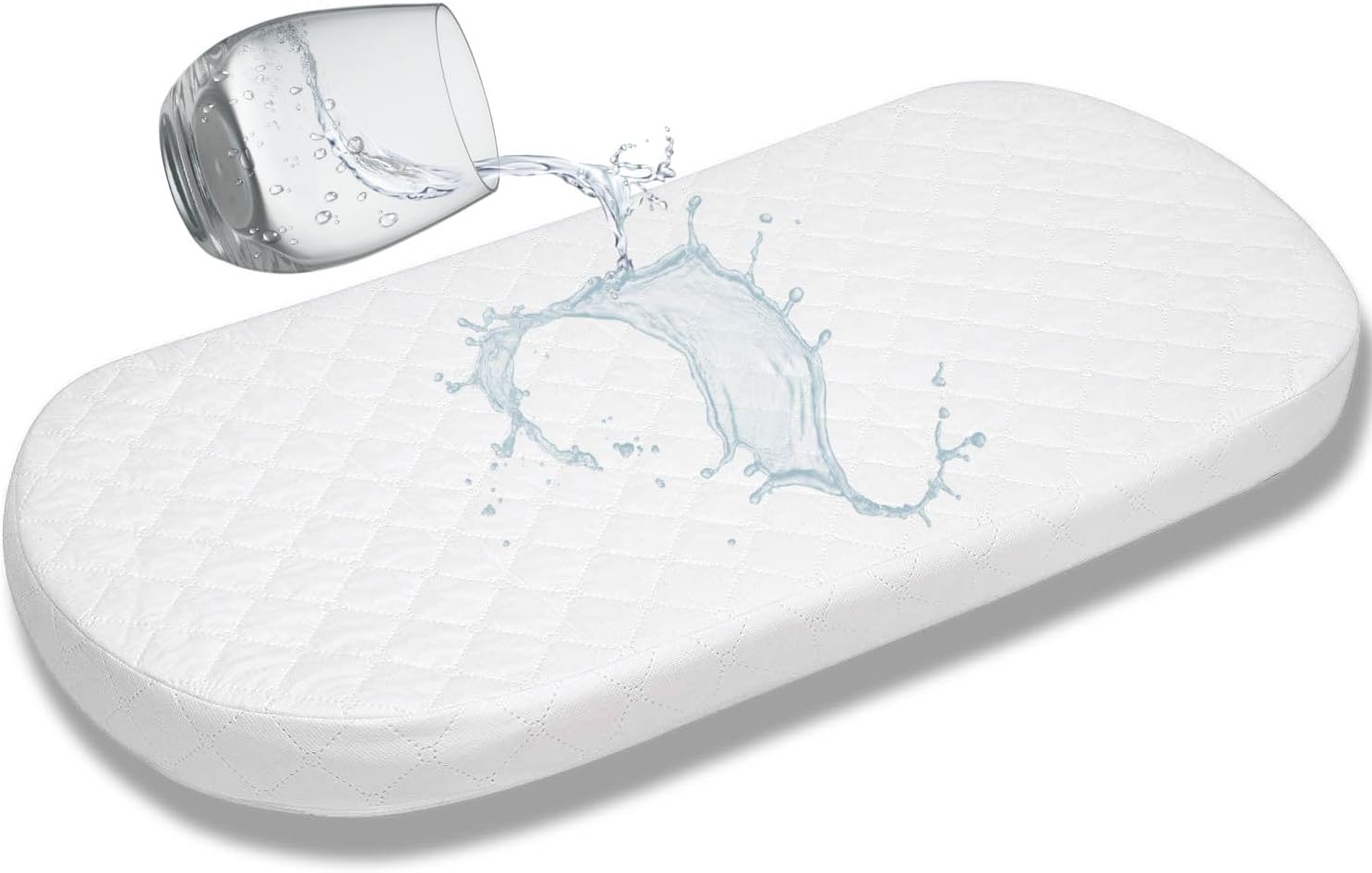 Protector de colchón para cuna (ovalado, 13 x 31) para comodidad de recién nacido, transpirable, fácil de limpiar, hipoalergénico, impermeable,
