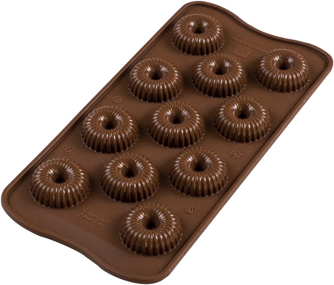 Silikomart Molde Silicona Choco Crown, Marrón, 22.149.77.0065, 0.3 fl oz x 11