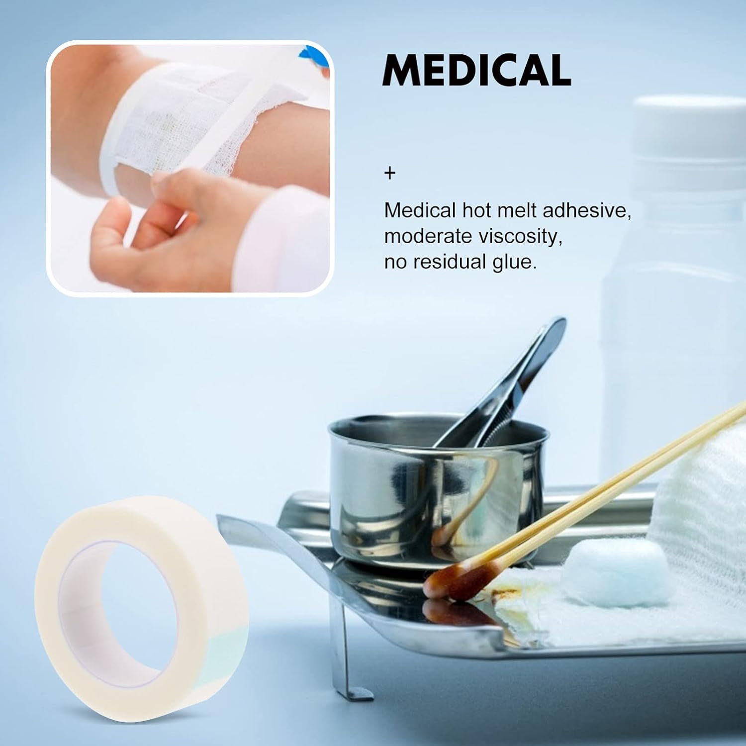 EXCEART 10 rollos M – cinta médica a presión de tela no tejida de primeros auxilios, cinta quirúrgica PE microporosa vendaje envolvente para pieles