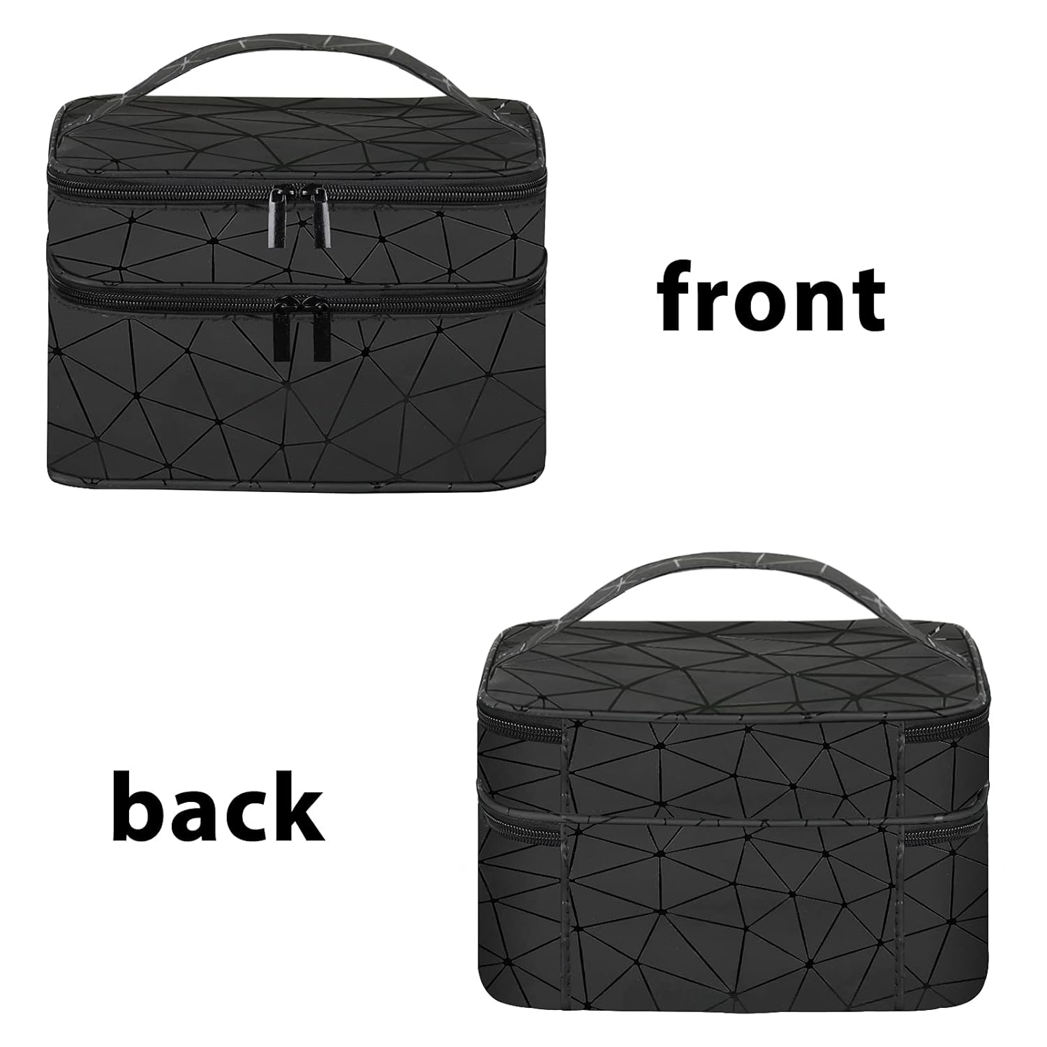 Organizador de esmalte de uñas, estuche de transporte de viaje, personalizado para juego de manicura, bolsa de transporte de doble capa (negro,