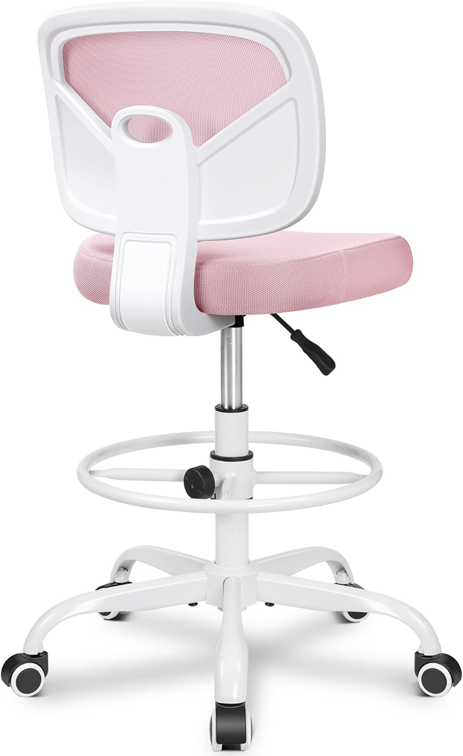 Primy Silla de dibujo de oficina sin brazos, silla alta de escritorio de oficina de altura ajustable y reposapiés, silla ergonómica de escritorio de
