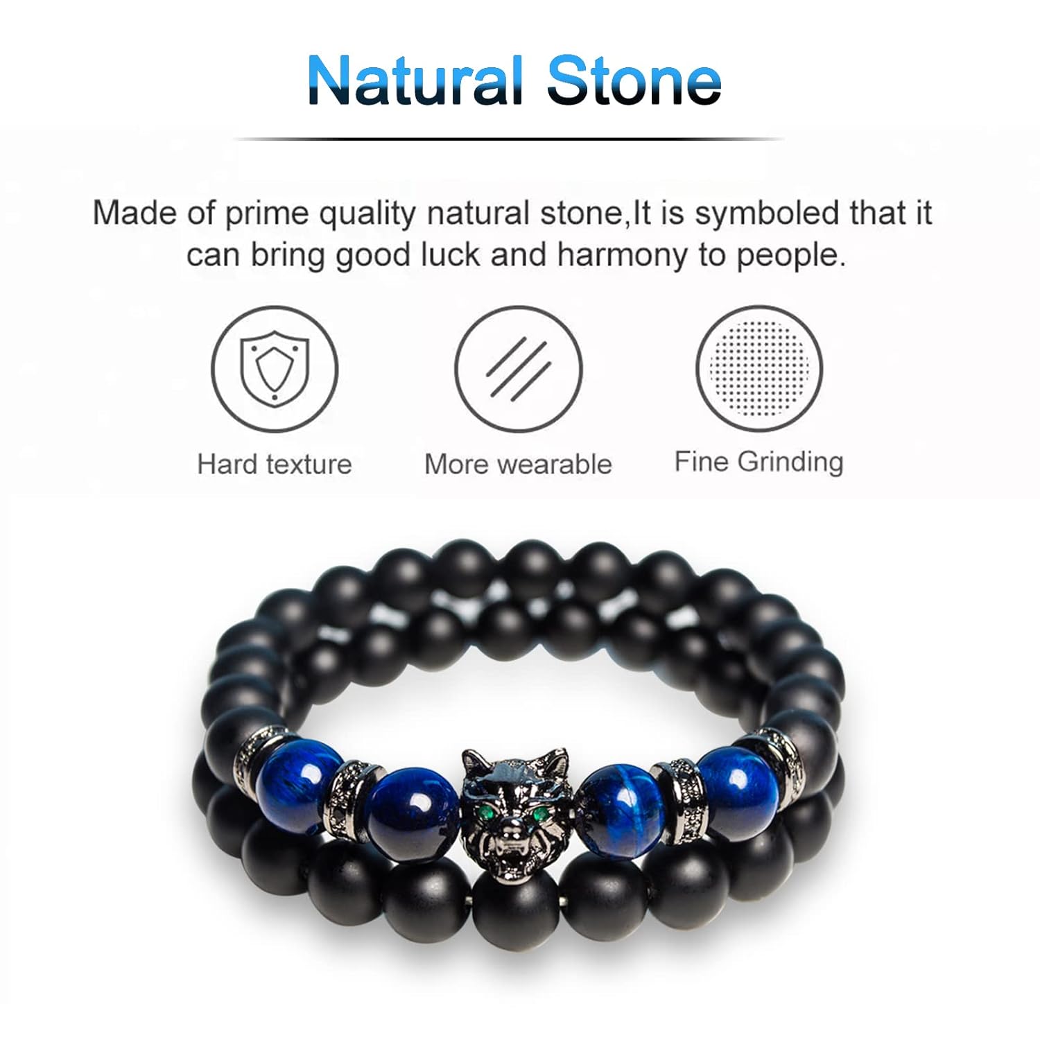 Tigers Eye Bracelet 8 Mm Beaded Bracelets,Triple Protection Bracelet with Obsidian Tiger Eye Bracelets for Men Women,Healing Anxiety Crystal
