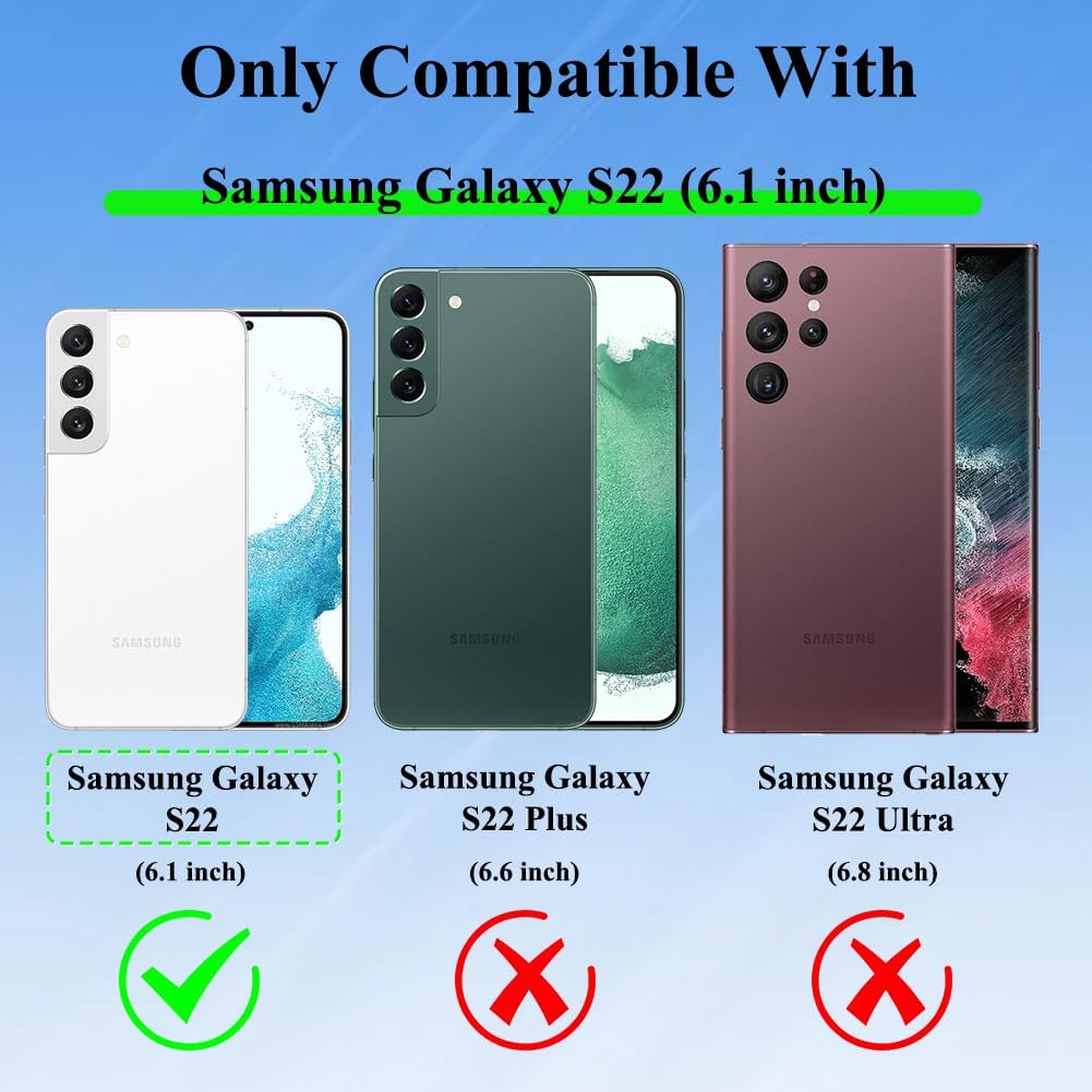 Fiyart Diseñada para Samsung S22, compatible con carga inalámbrica magnética, bonita funda de teléfono con protección de lente de cámara para