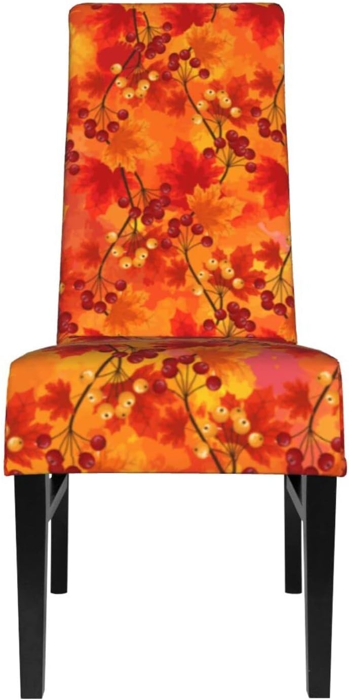 Funda para silla de comedor con hojas de otoño para decoración del hogar, cocina, oficina, sala de estar, 1 paquete extraíble y lavable