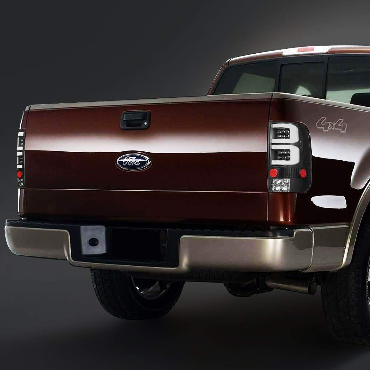DNA MOTORING TL-F15004-LED-3D-BK-CL Conjunto de luz trasera LED 3D para lado del conductor y del pasajero compatible con Ford F150 Lobo 04-08