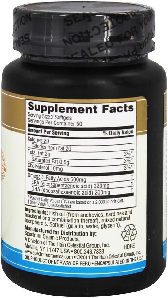 SPECTRUM ESSENTIALS Aceite de pescado Omega 3, 5 libras