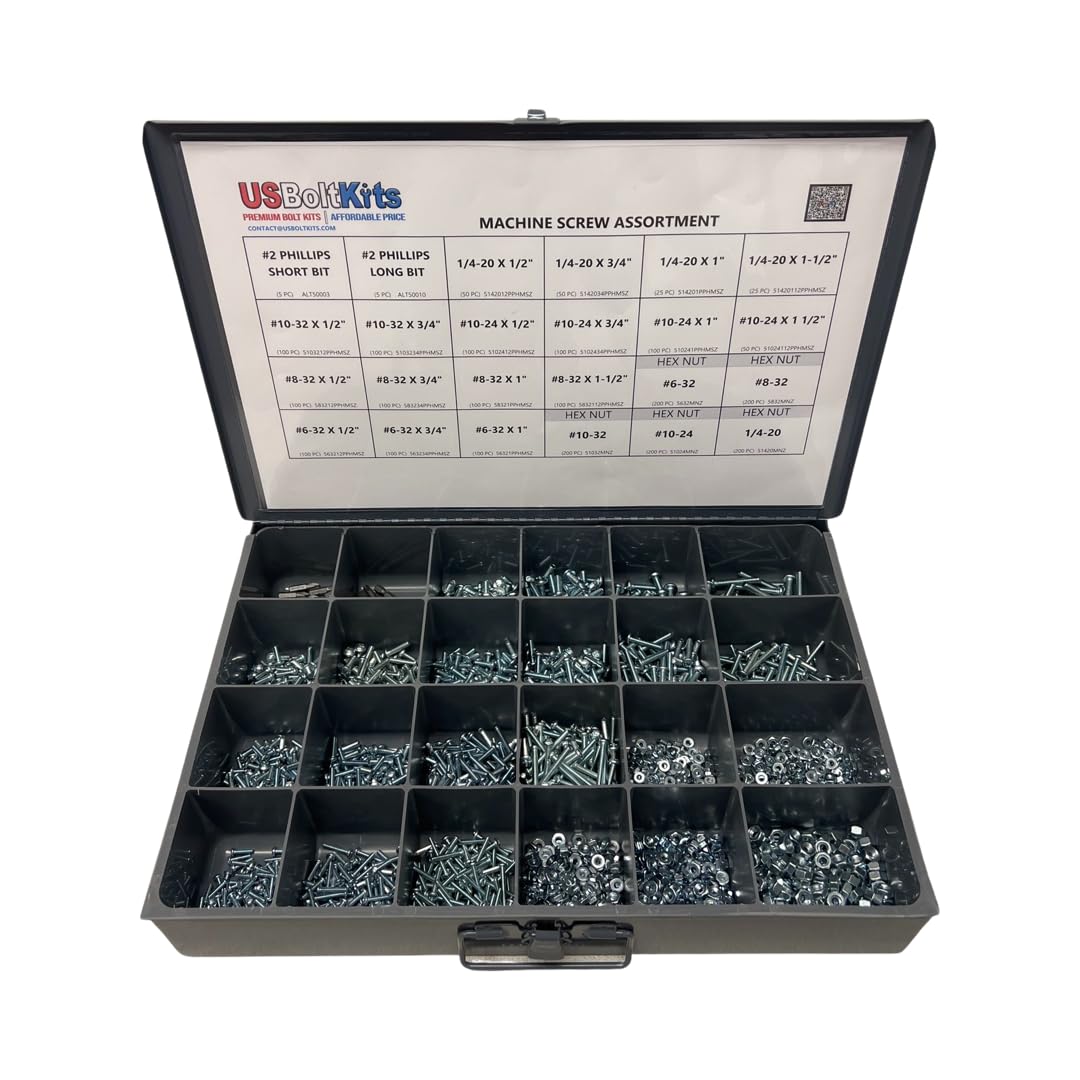El kit surtido de tornillos de máquina incluye puntas Phillips, 2,410 piezas Phillips Pan Head
