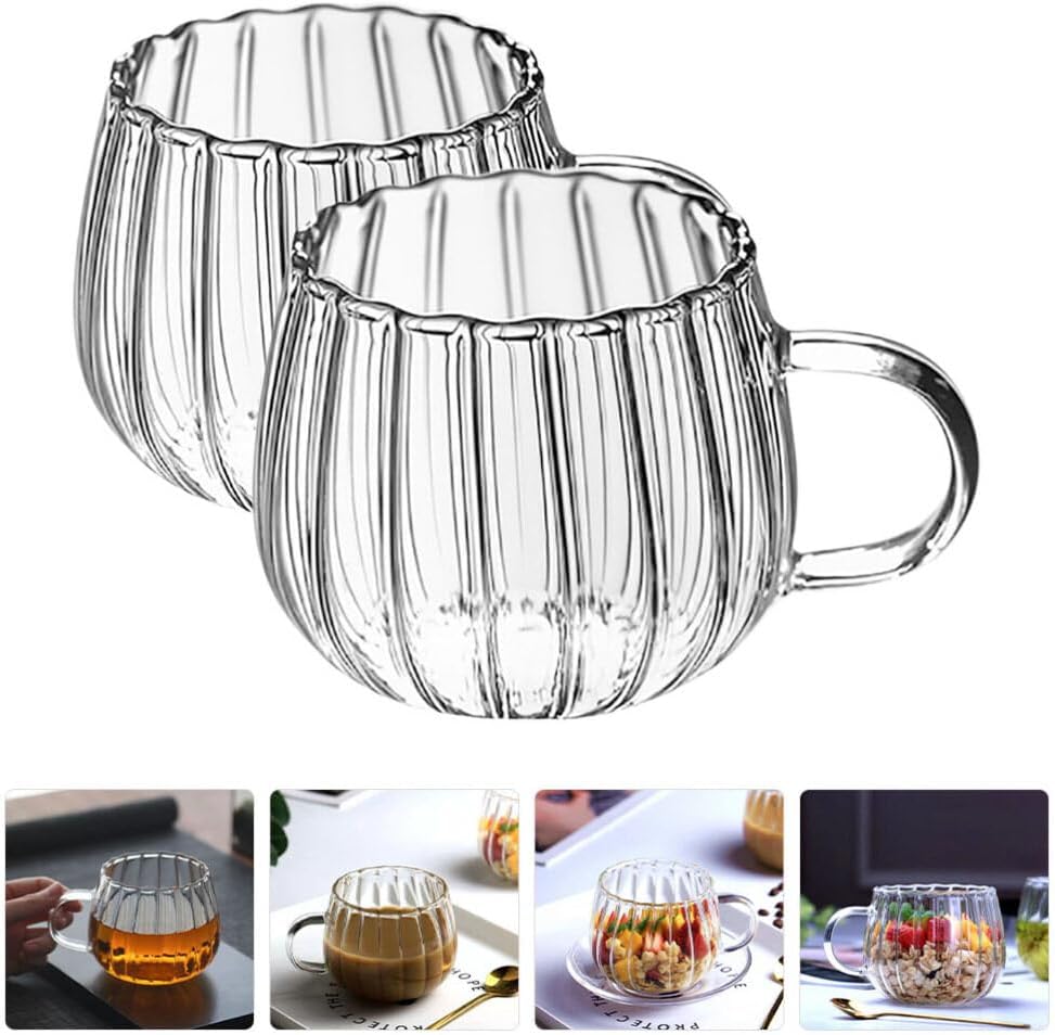 PRETYZOOM Tazas de cristal de calabaza tazas de vidrio tazas de leche taza linda taza de café transparente taza de leche taza de regalo tazas de