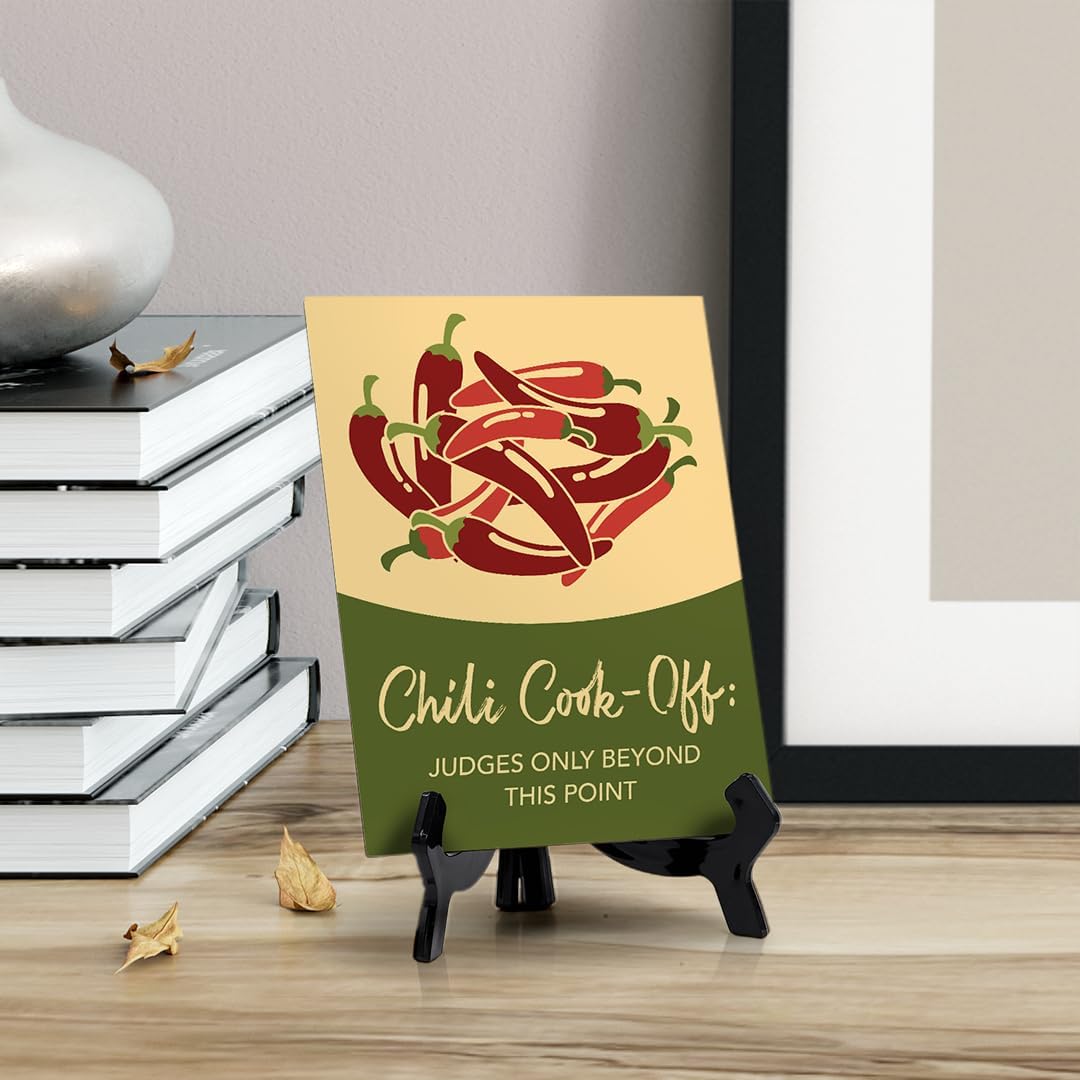 Signs ByLITA Chili Cook-Off Judges Only Beyond This Point – Letrero de mesa con soporte acrílico (6 x 8 pulgadas)