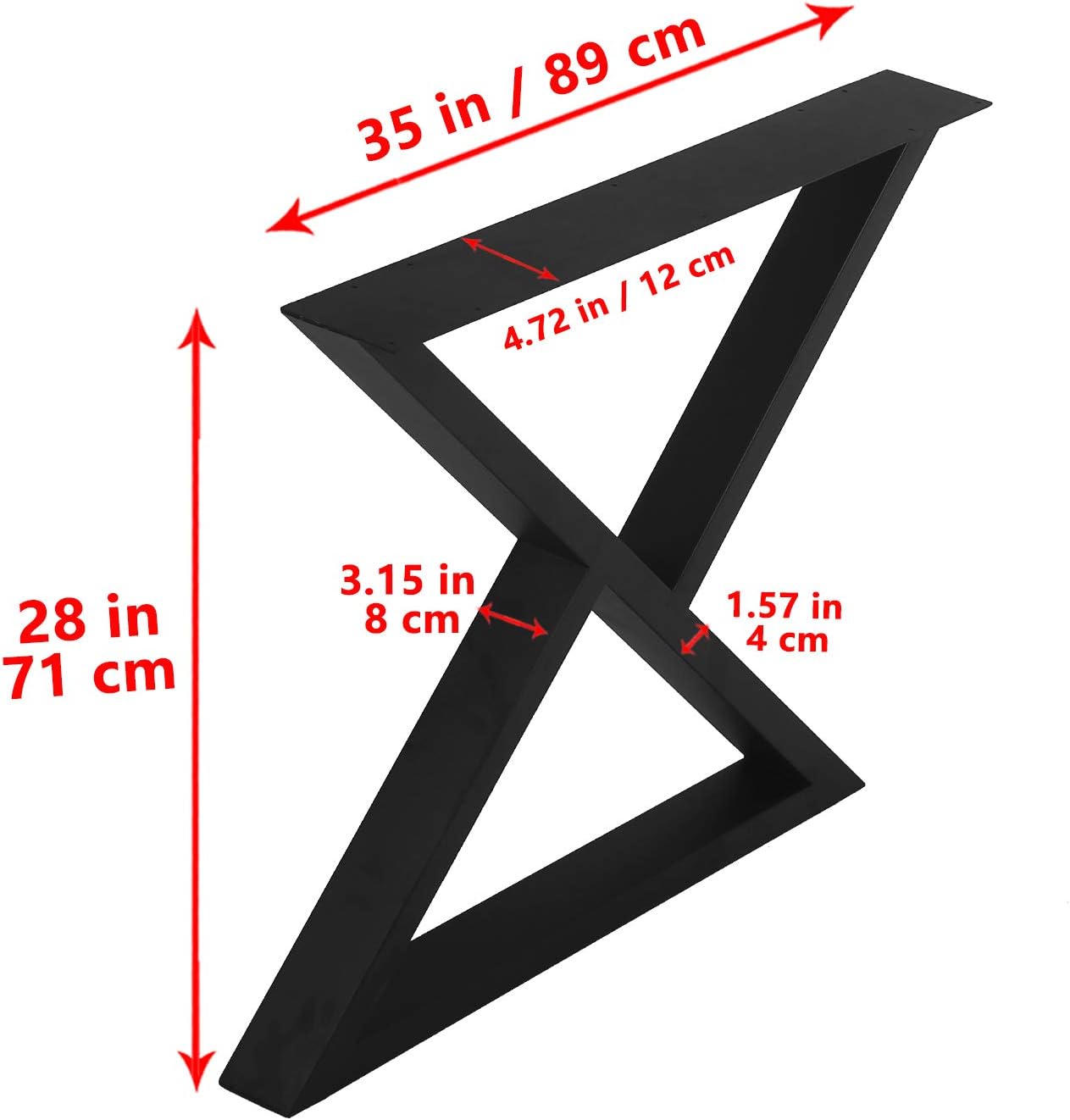 MBQQ 2 patas de muebles rústicas con forma de triángulo, patas de escritorio de metal resistente, patas de mesa de comedor, patas de banco de hierro