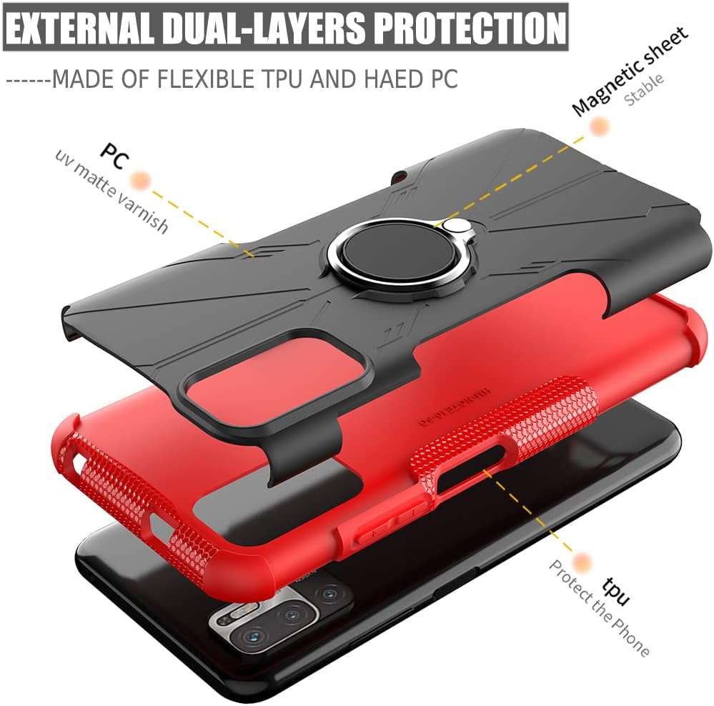 Funda compatible con Redmi Note 10 5GPoco M3 ProRedmi Note 10T 5G con protector de pantalla de vidrio templado, soporte magnético para Xiaomi Redmi