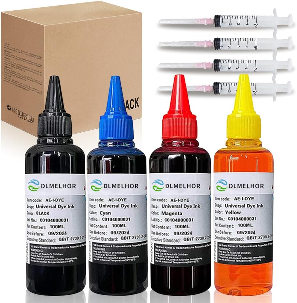 Kit universal de recarga de tinta de tinte para HP Canon Epson Brother Lexmark Samsung Dell Kodak impresoras de inyección de tinta de 4 colores