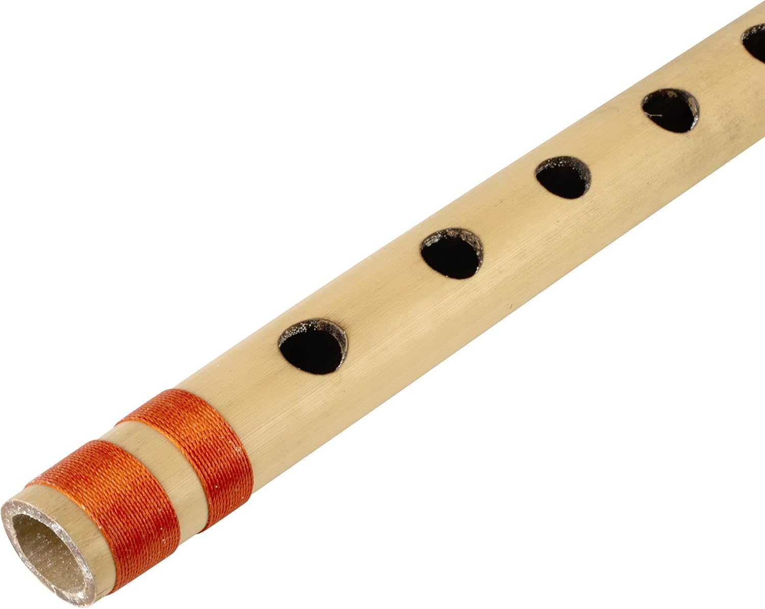Flauta de bambú de madera india auténtica de 14 pulgadas en clave “B”, grabador de instrumentos musicales de viento de madera, Bansuri tradicional,