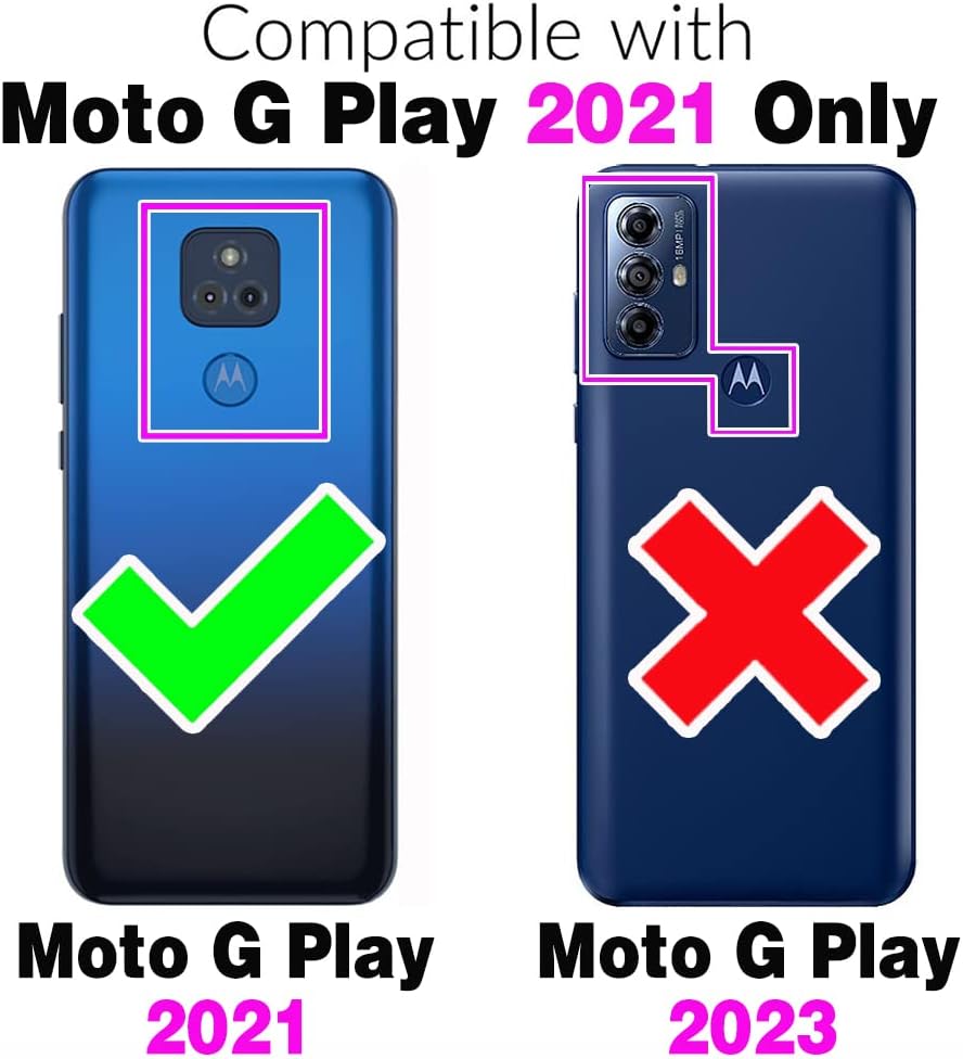 Asuwish Funda de teléfono para Moto G Play 2021 con protector de pantalla y correa cruzada, cubierta protectora delgada con purpurina líquida