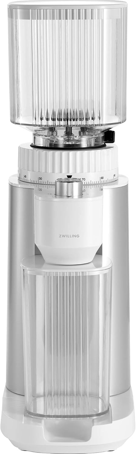ZWILLING Enfinigy Burr – Molinillo de café eléctrico, 140 opciones de molienda de café, desde espresso hasta café de goteo, plateado
