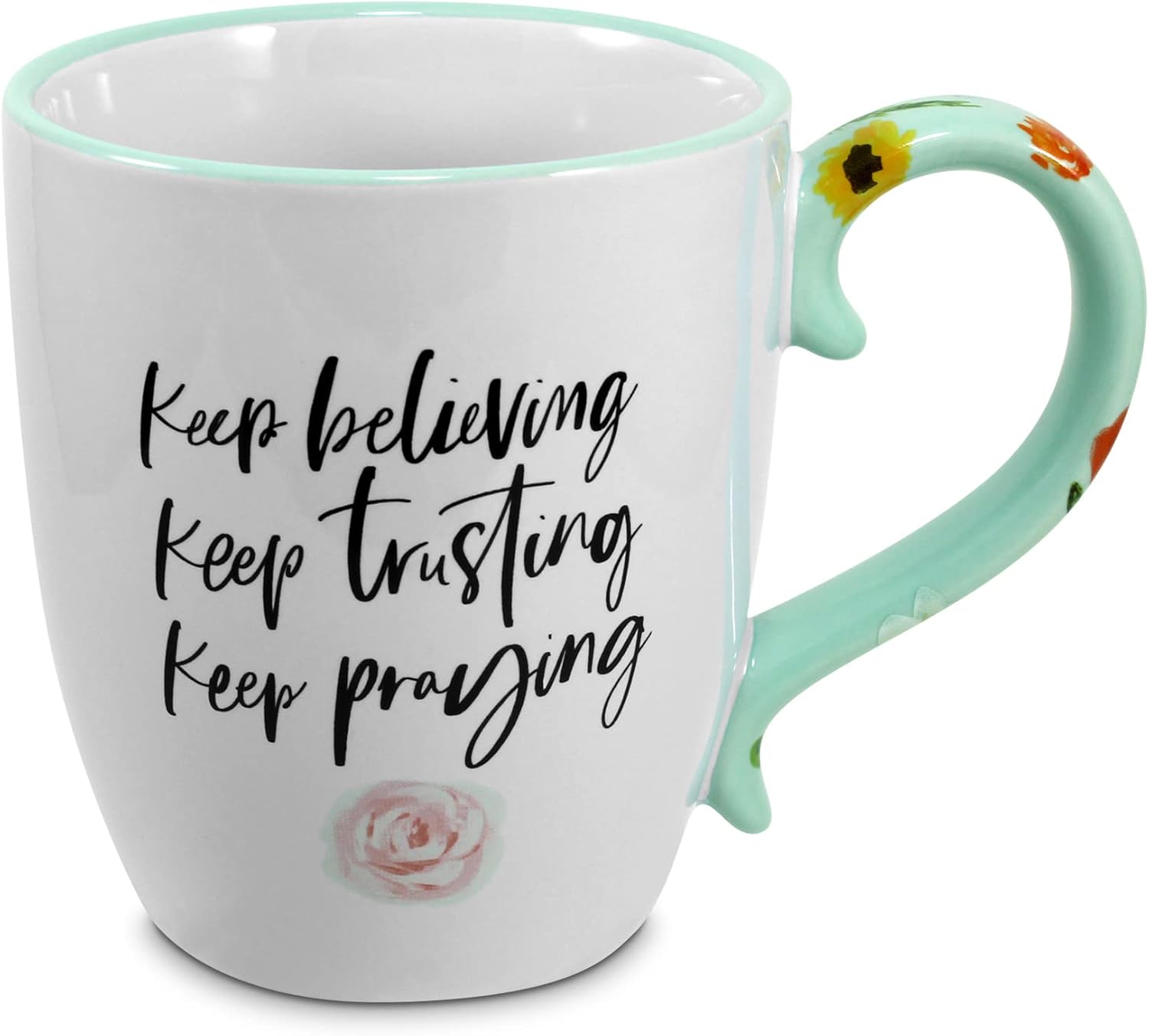 Lighthouse Christian Products Taza de café de cerámica con diseño floral verde de 19 onzas