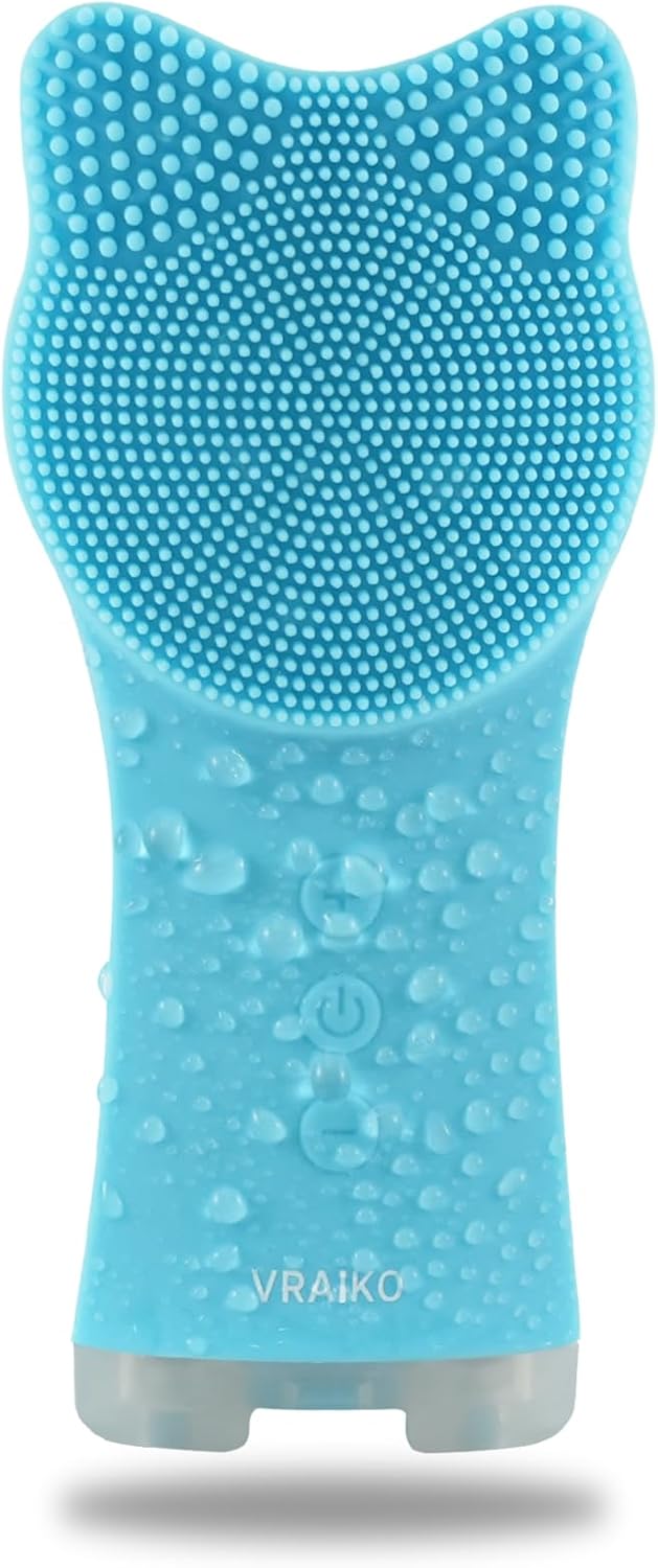 VRAIKO MIA Cepillo de limpieza facial, cepillo de limpieza facial recargable impermeable, con silicona suave y vibración sónica ajustable, para