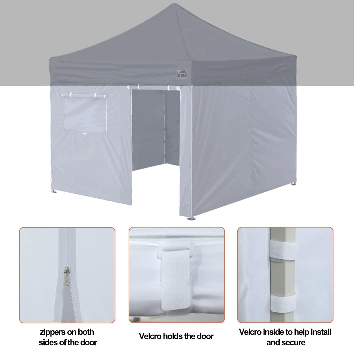 Eurmax Paredes con cremallera de Estados Unidos para tienda de campaña desplegable fácil de 10 x 10, kit de pared lateral de recinto completo con