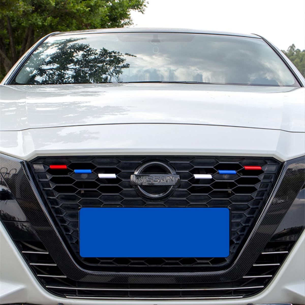 ZiWen Nuevo estilo deportivo colorido parrilla delantera inserto ajuste para Nissan Altima 2019 2020 2021 (rojo, azul y blanco)