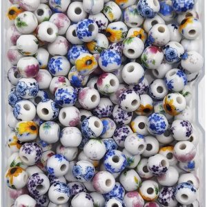 INSPIRELLE 180 cuentas de porcelana redondas chinas de cerámica de 0.315 pulgadas (0.315 in) para hacer joyas hechas a mano, pulseras, collares, INSPIRELLE 180 cuentas de porcelana redondas chinas de cerámica de 0.315 pulgadas (0.315 in) para hacer joyas hechas a mano, pulseras, collares,