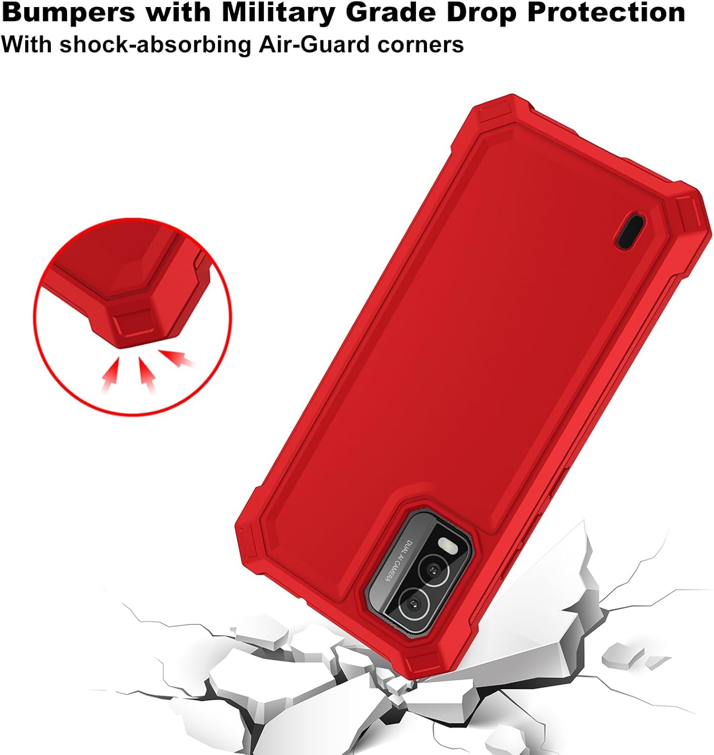 Ailiber Funda para Nokia C210 5G, Nokia C210 con protector de pantalla de vidrio templado, protección de estructura de doble capa, protección de
