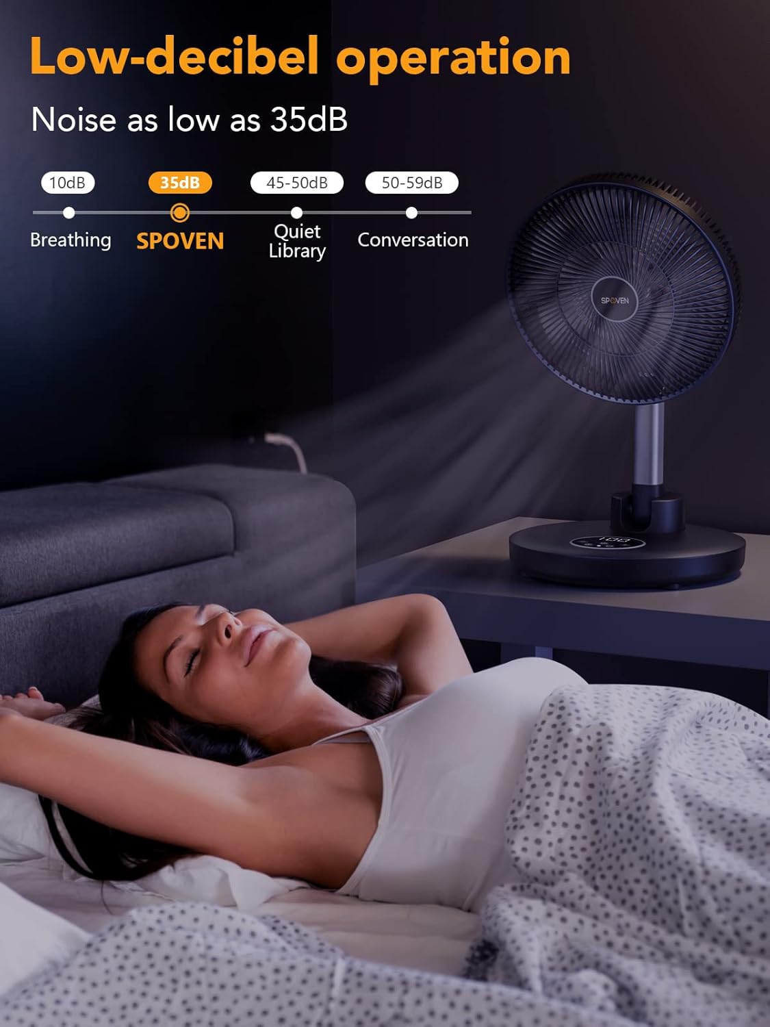 Ventilador de pie oscilante, ventilador portátil plegable de 12 pulgadas con batería recargable de 12000 mAh, ventilador de pedestal ajustable en