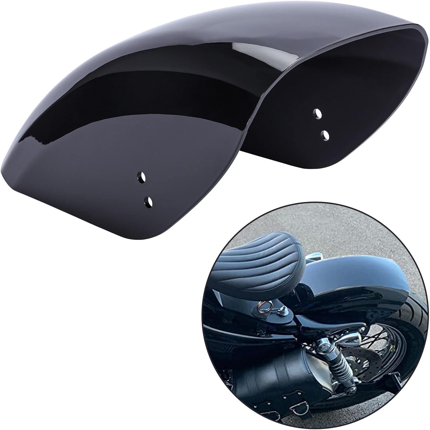 Guardabarros corto trasero de motocicleta de 7 pulgadas para Harley Sportster XL883 XL1200 1986-2023 (negro brillante – guardabarros de plástico ABS)